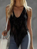 Western Chic Crochet Fringe Halter Top
