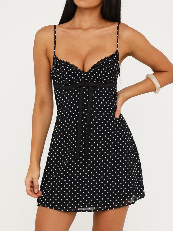 Making Statements Mini Dress Black/White Polka Dot
