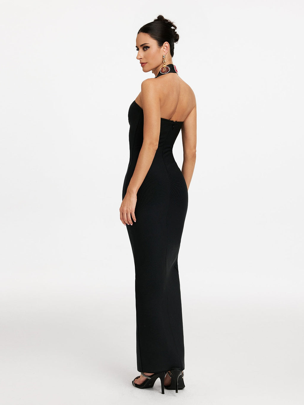 Maksim Halterneck Diamond Split Bandage Dress