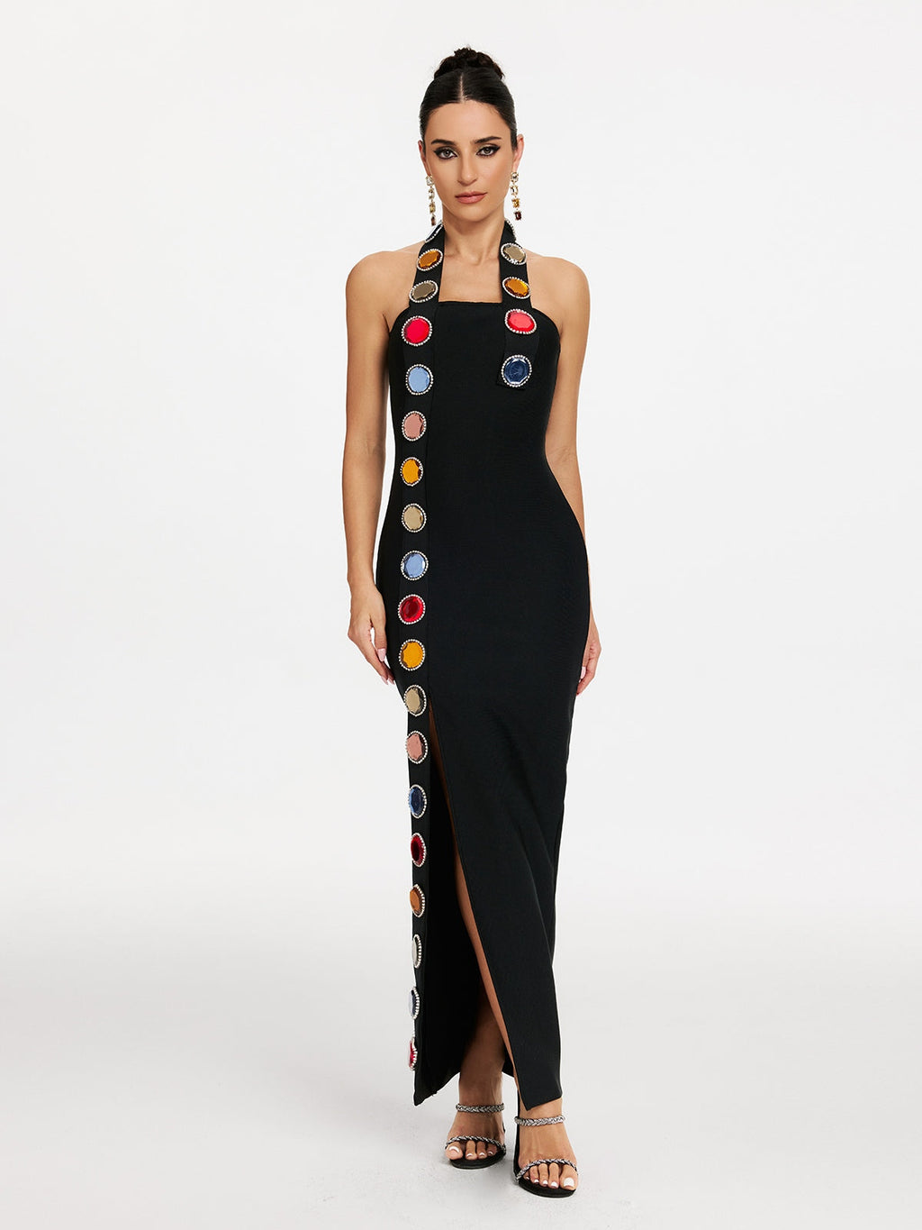 Maksim Halterneck Diamond Split Bandage Dress