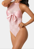 Chest Bow Halter Lace Bodysuit