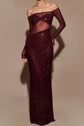 Night Luxury Glamorous Off Shoulder Mesh Dress