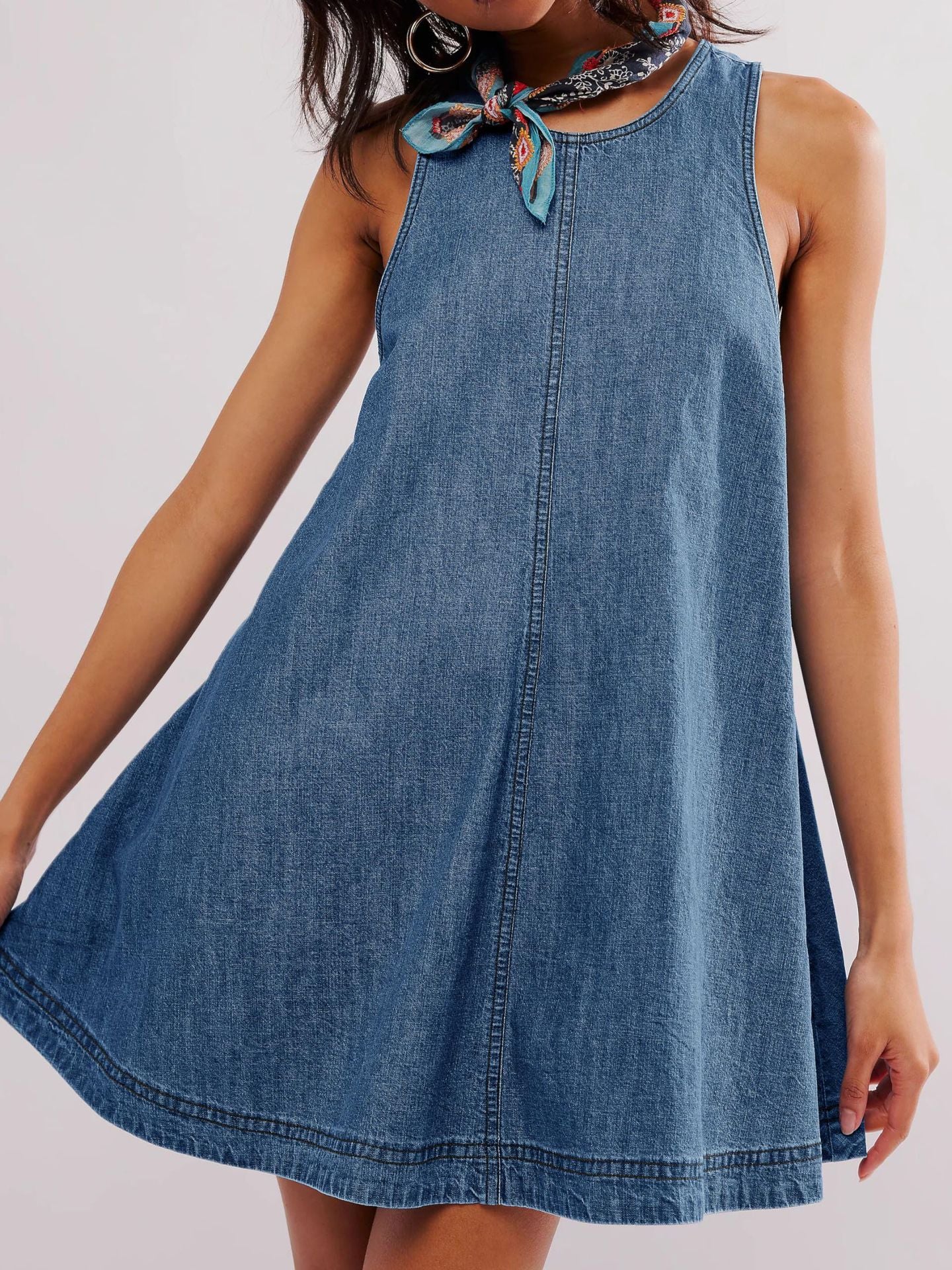 Casual Daily Sleeveless Washed Denim Dress