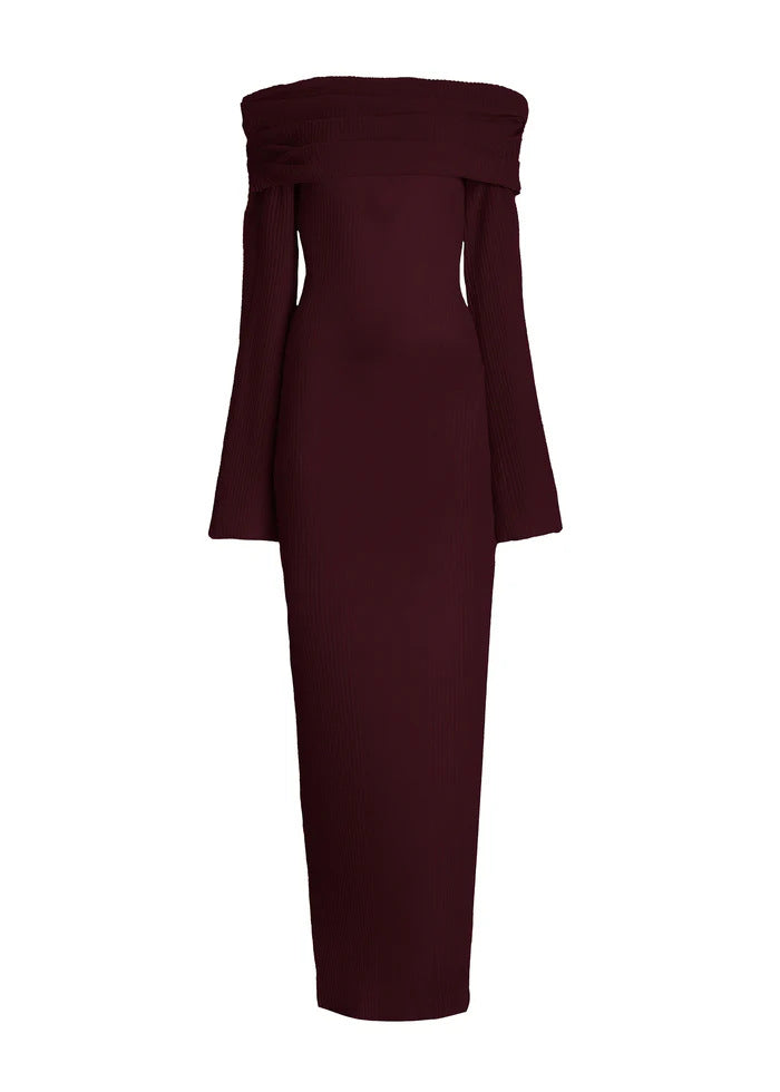 Banquet Mysterious Elegance Off-Shoulder Long Sleeve Maxi Dress
