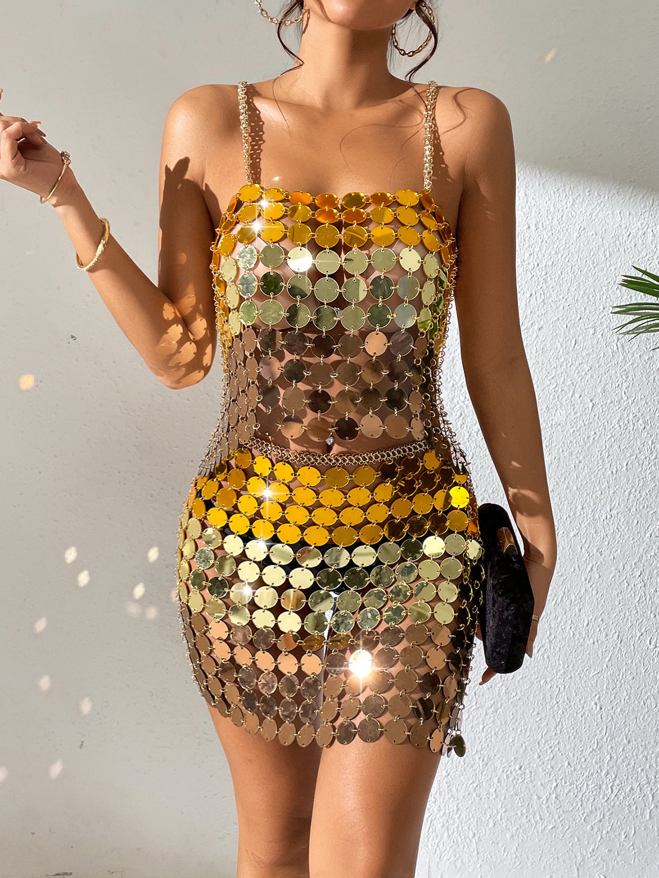 Sunset Gala Luminous Multicolor Sequin Cami Top