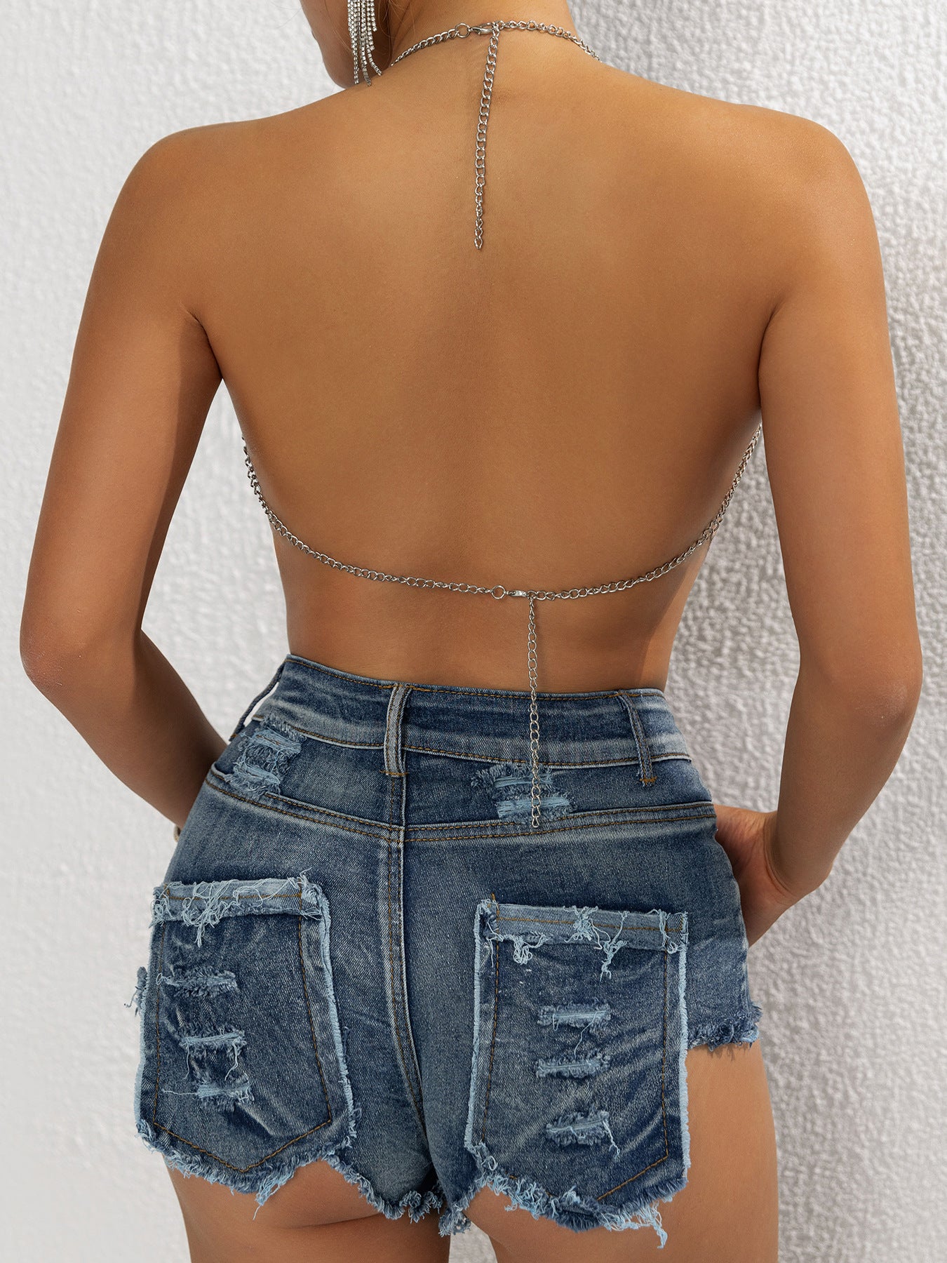 Midnight Party Chain Fringe Halter Top