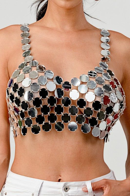 Nightclub Party Sizzling Metallic Sequin Cami Top