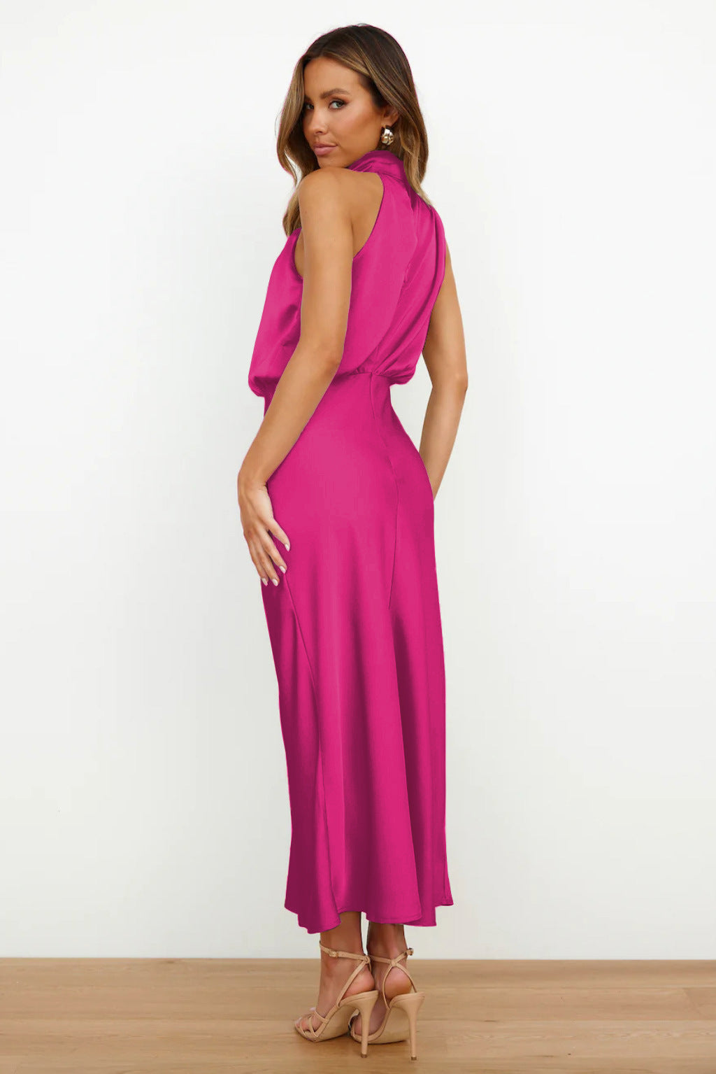 Banquet Elegant Graceful Silk Midi Dress