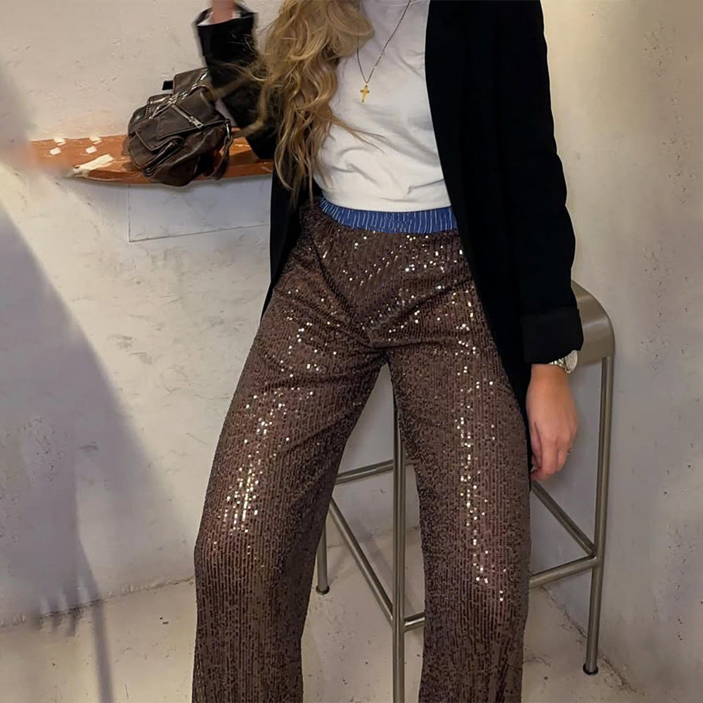 Night Out Daily Chic Shiny Sequin Pants