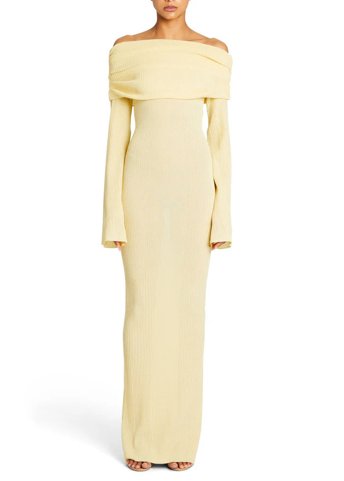 Banquet Mysterious Elegance Off-Shoulder Long Sleeve Maxi Dress
