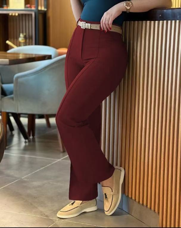 City Chic Slim High-Waist Straight Leg Pants