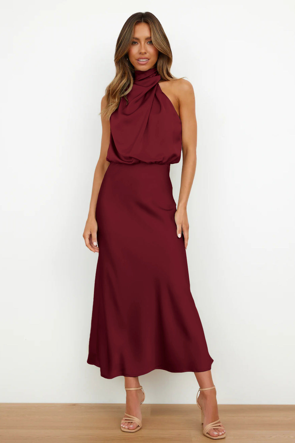 Banquet Elegant Graceful Silk Midi Dress