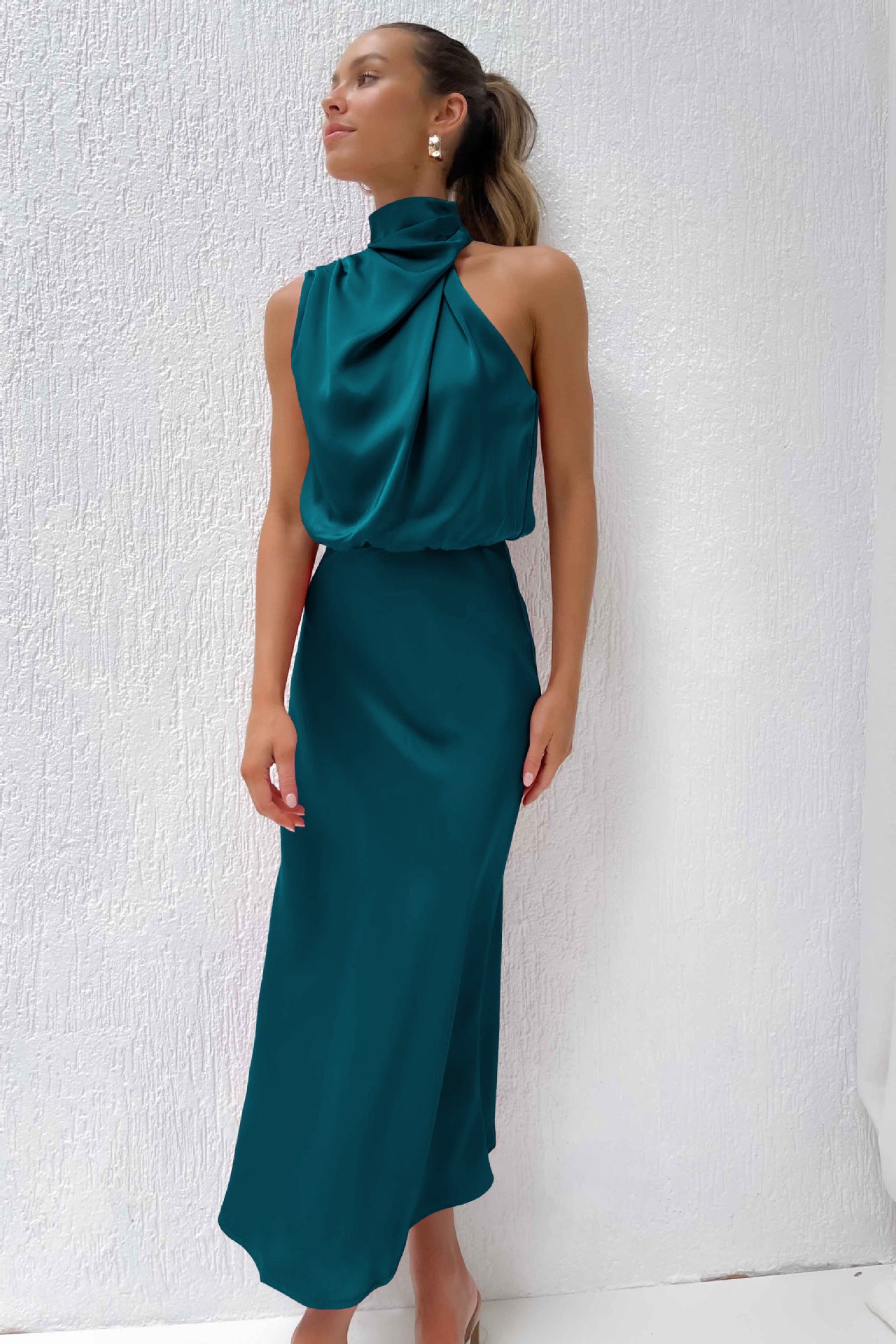 Banquet Elegant Graceful Silk Midi Dress