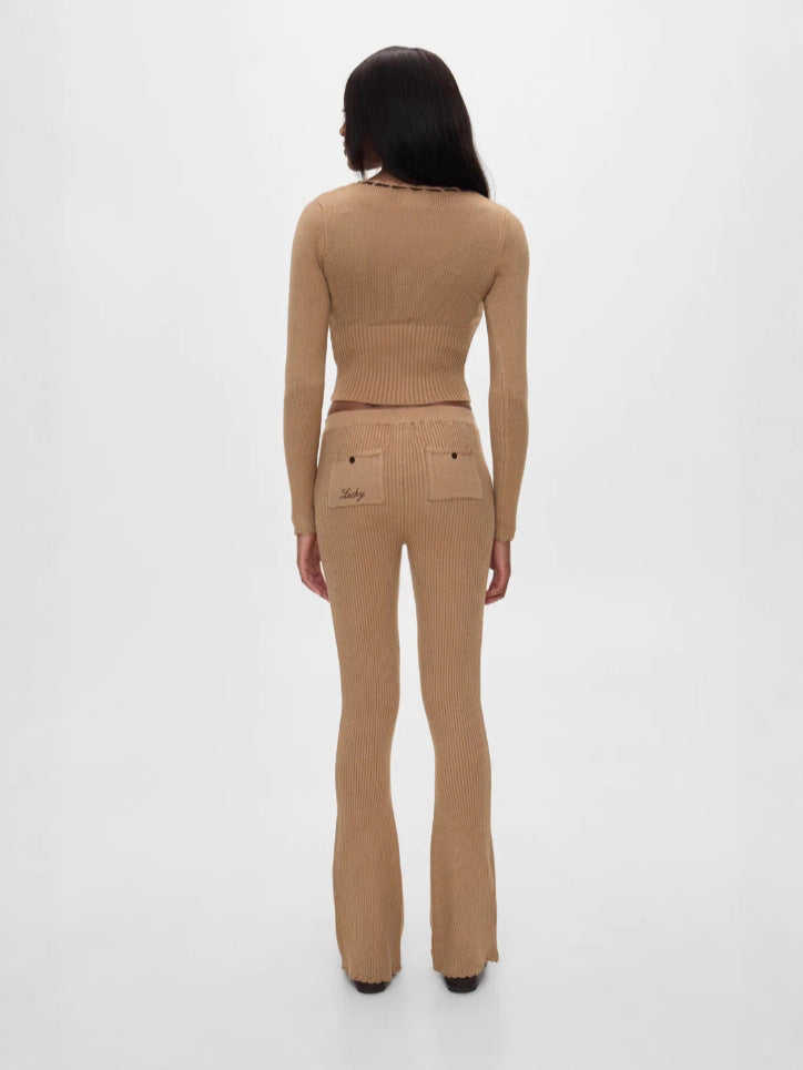 Elegant Daily Khaki Knit Set
