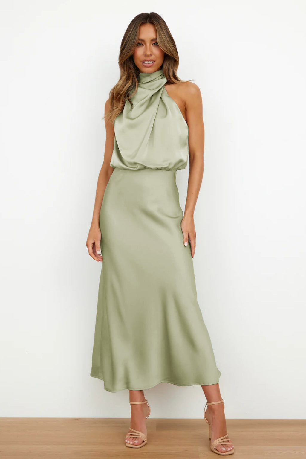 Banquet Elegant Graceful Silk Midi Dress