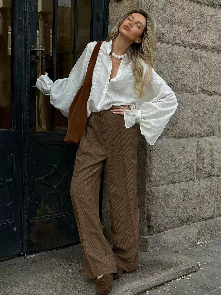 Casual Winter Corduroy Flare Pants