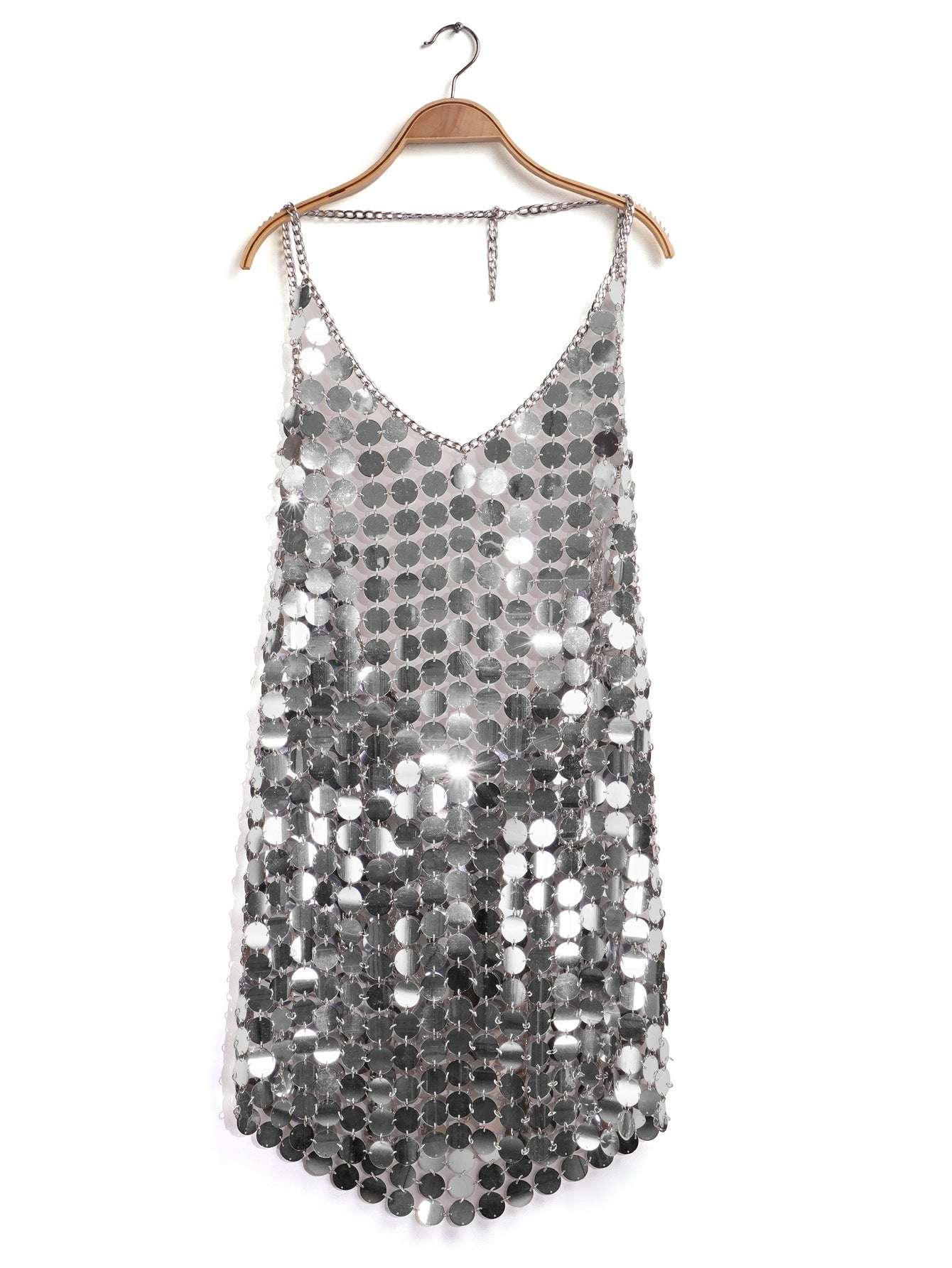 Cocktail Party Glamorous Shiny Disc Mini Dress