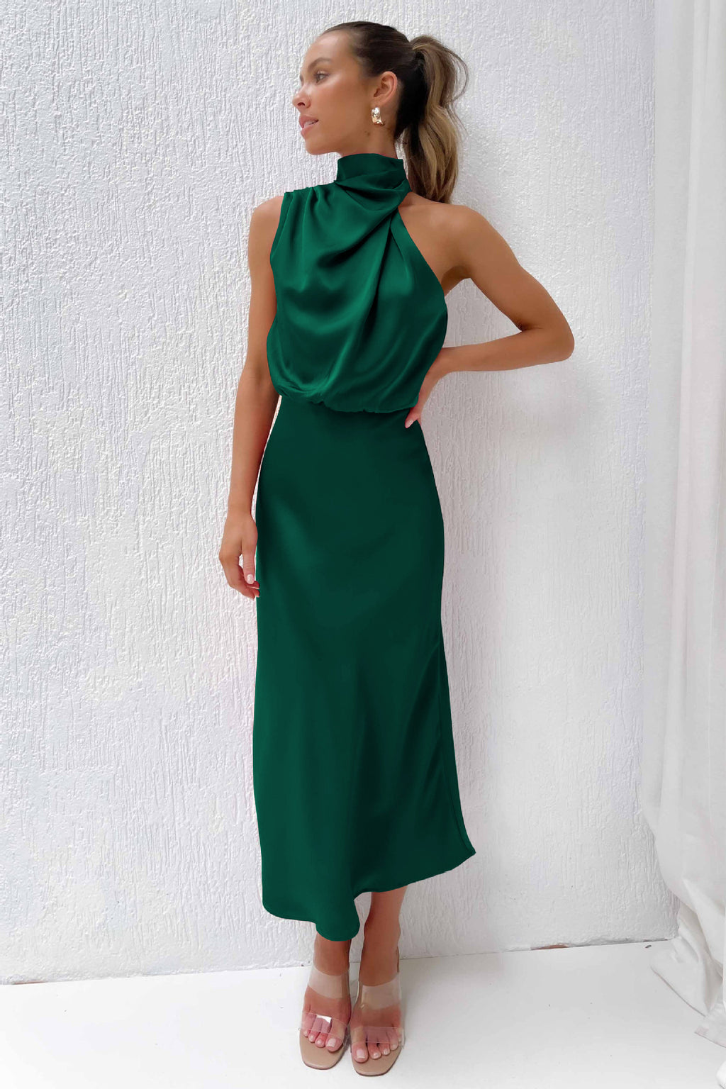 Banquet Elegant Graceful Silk Midi Dress