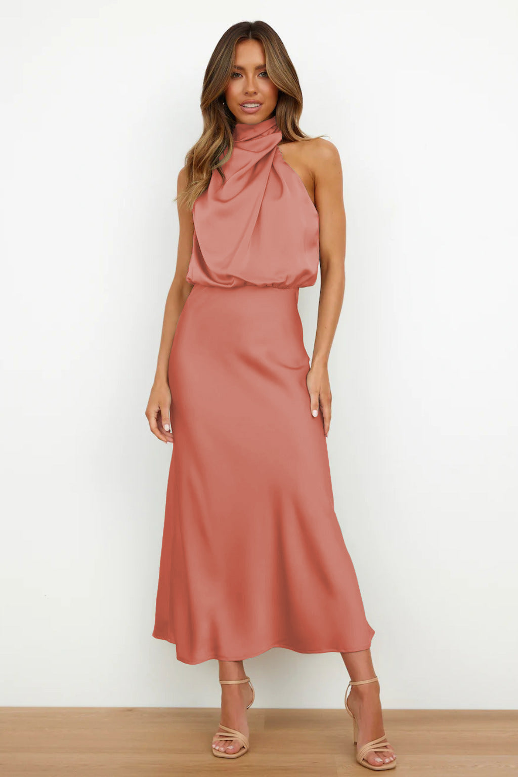 Banquet Elegant Graceful Silk Midi Dress