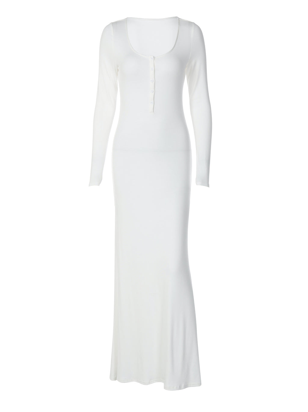 Autumn Winter Elegant Pure White Maxi Dress