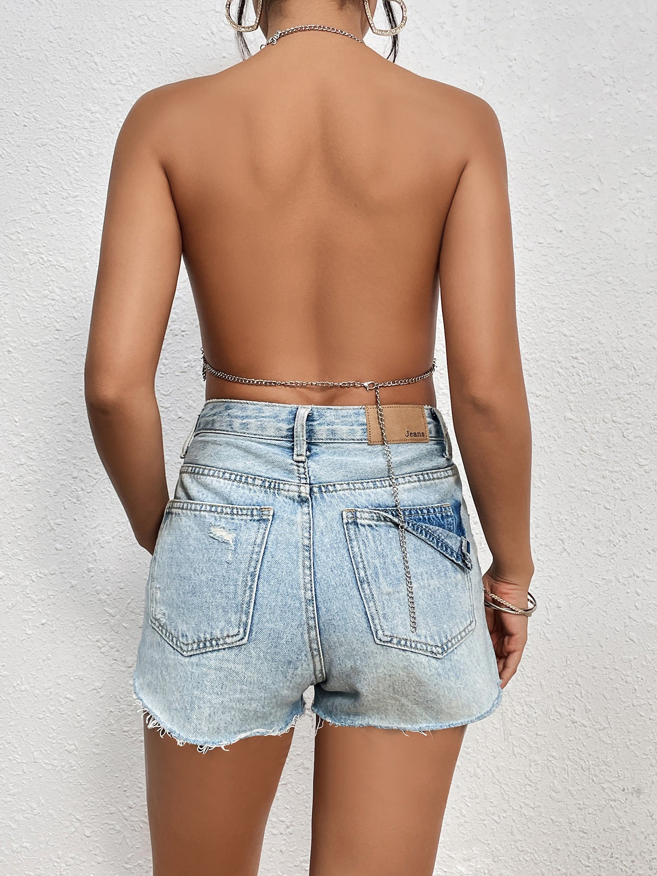 Silver Screen Elegant Silver Metallic Halter Top