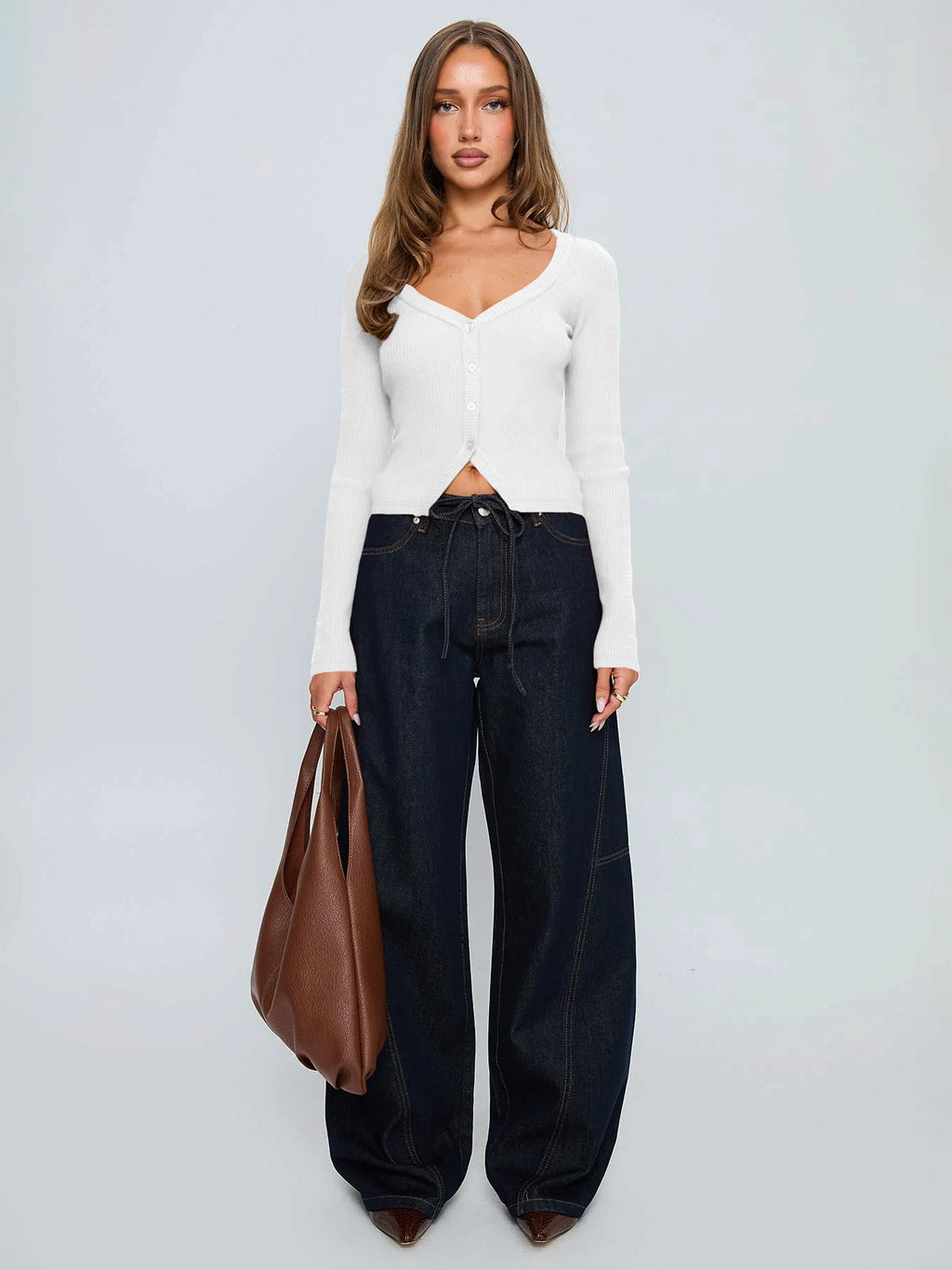 Casual Date Minimalist Buttoned Knit Long Sleeve Top