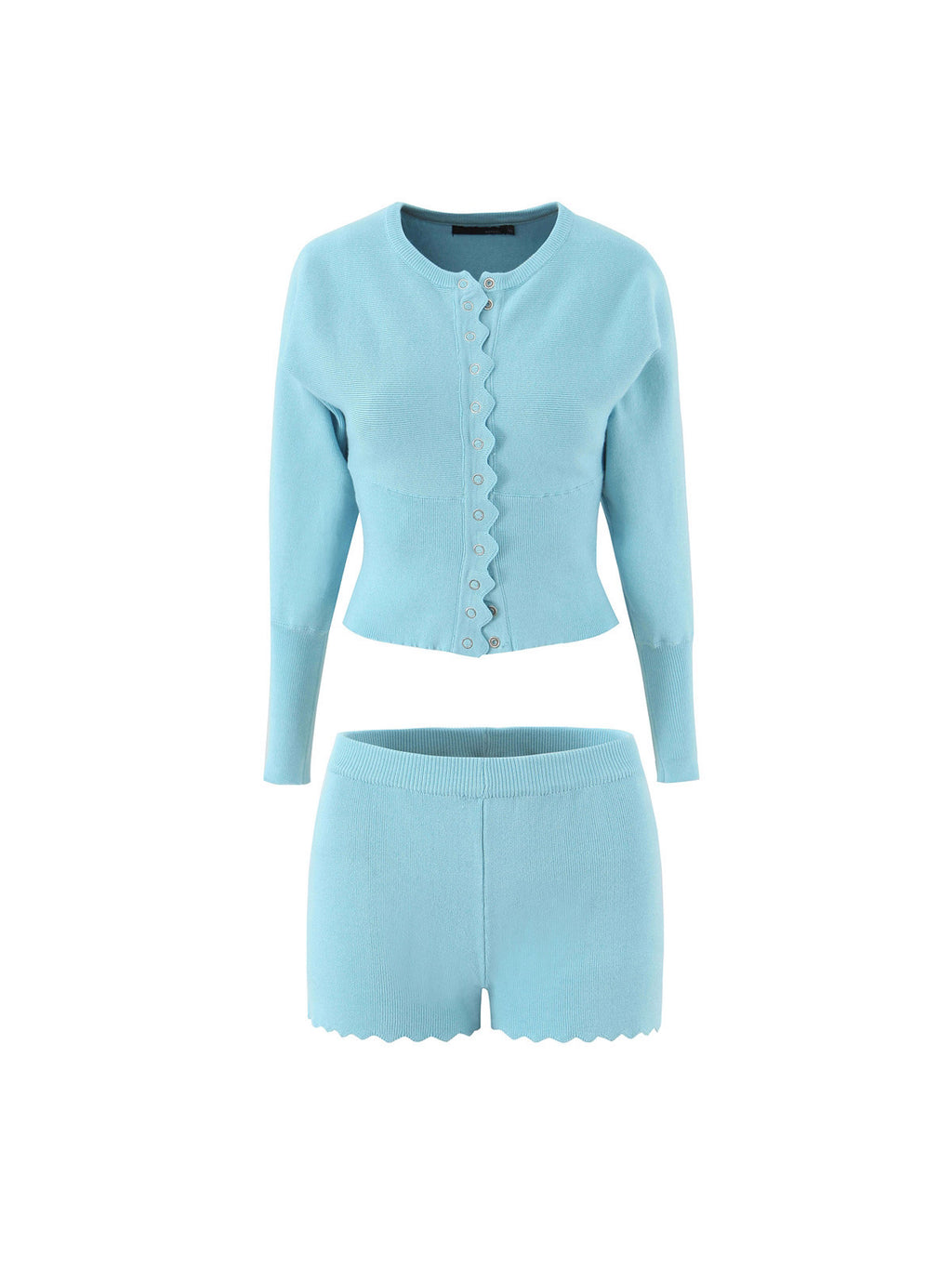 Homewear Casual Blue Knitted Short