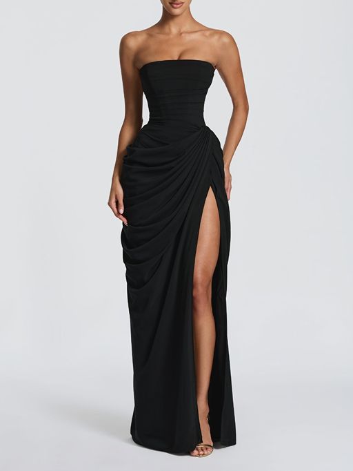 Sculpted Grace Draped Maxi Dress