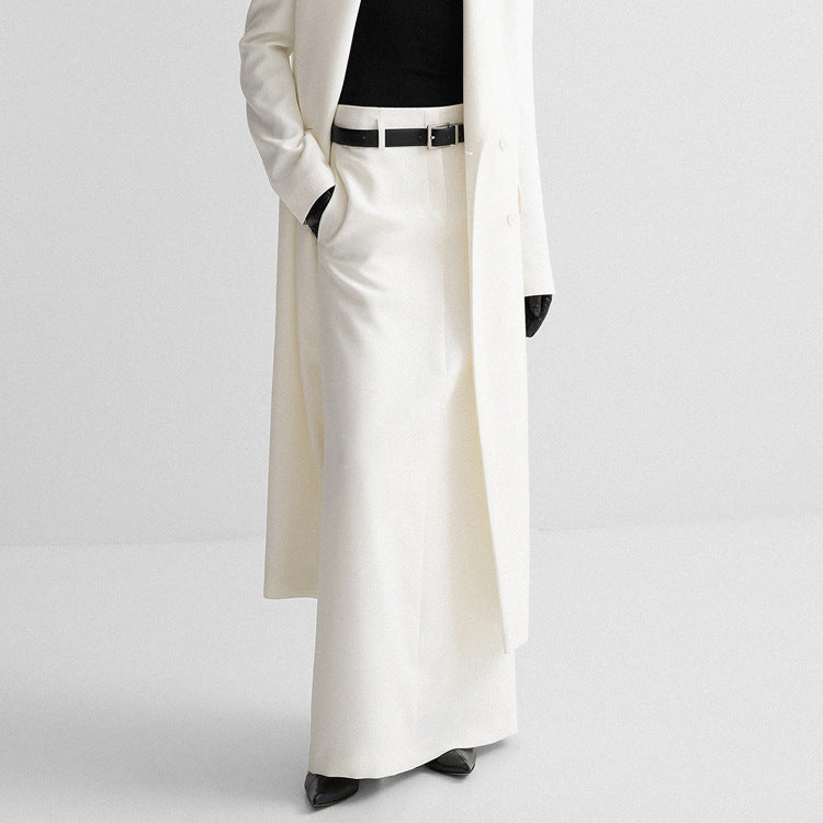 Classic White High-waisted Maxi Skirt