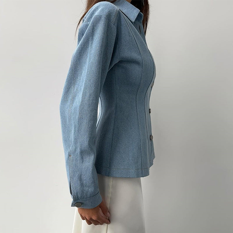 Casual Sophisticated Chic Tailored Fit Denim Jacket