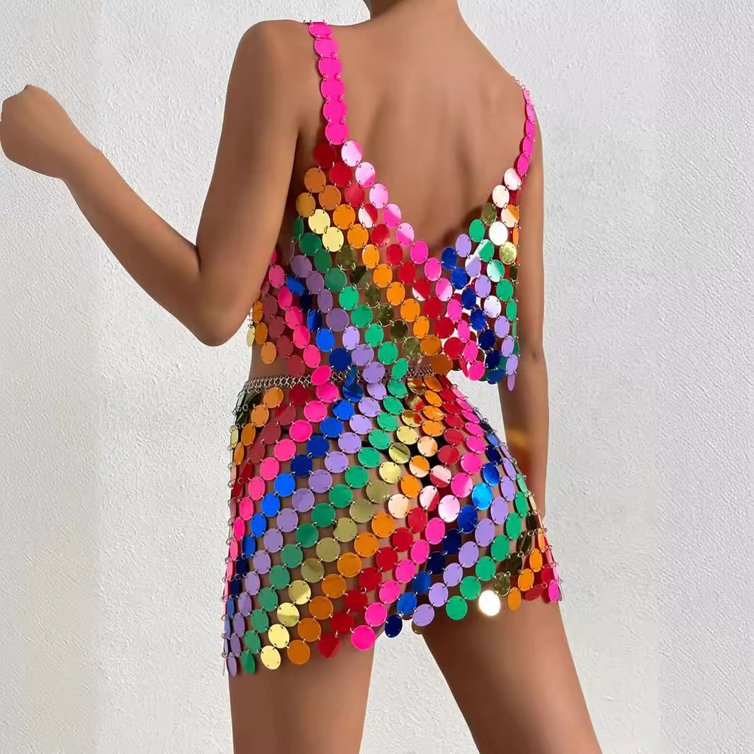 Festival Frenzy Vibrant Colorful Sequin