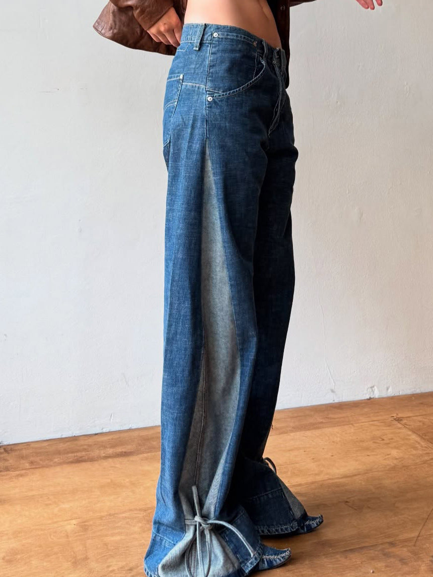Street Retro Easy Cool Two Color Jeans