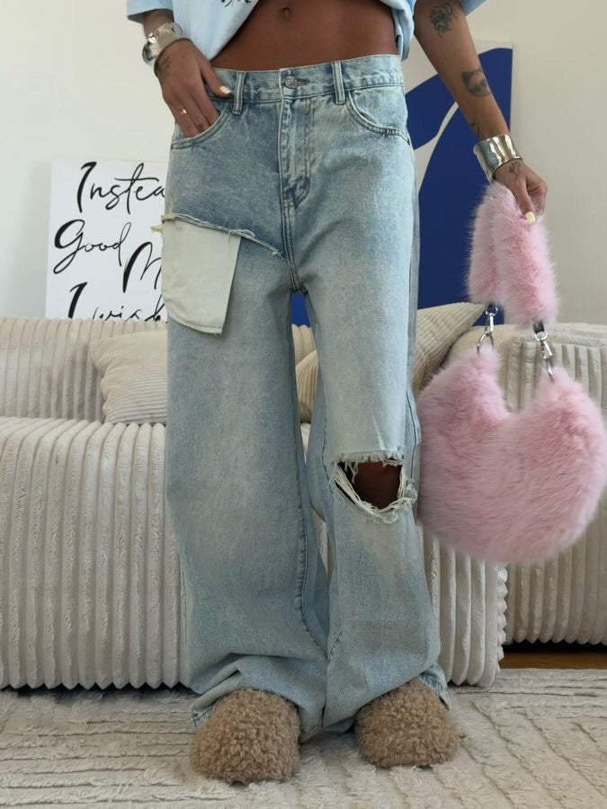 Artsy Trendy Distressed Washed Jeans