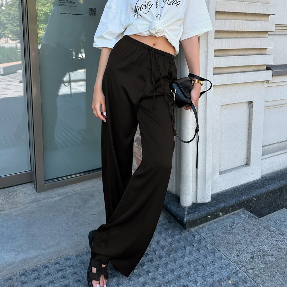 Casual Relaxed Drawstring Flare Pants