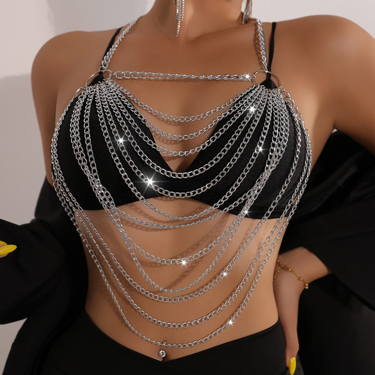 Edgy Chain-Accent Halter Top
