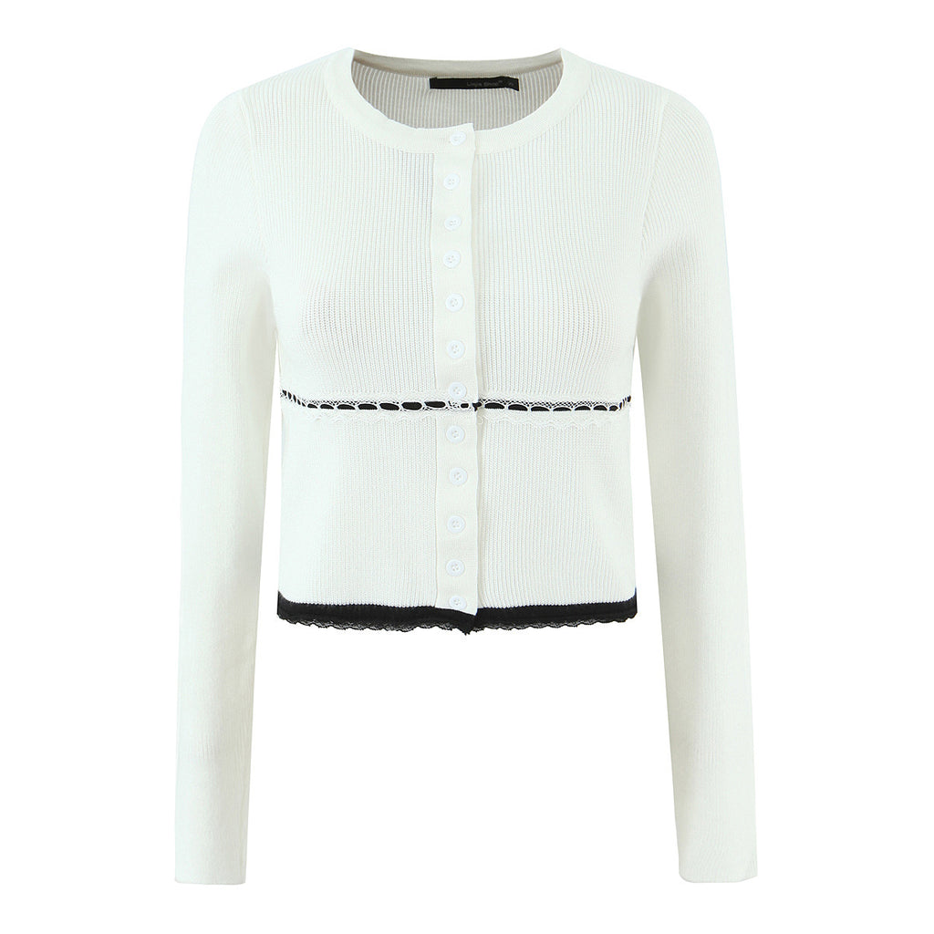 Ensemble deux pièces en tricot blanc élégant et rafraîchissant pour l'automne et l'hiver 