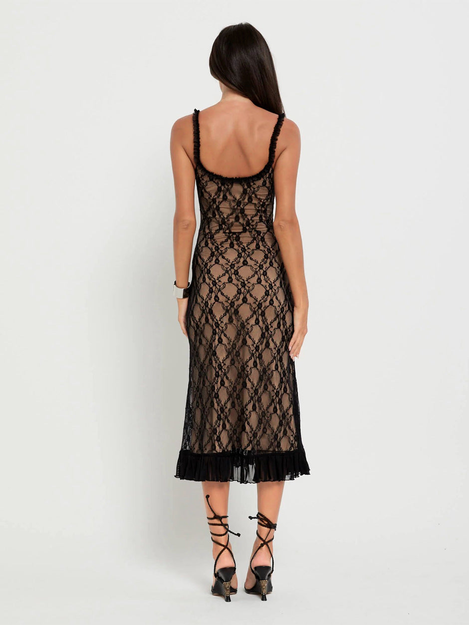 Vibrant Passionate Lace Sheer Summer Dress