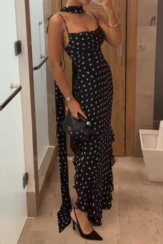 Timeless Fashion Rhythm Polka Dot Dinner Maxi Dress