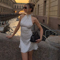 Terrace Night Cute Polka Dot Halter Mini Dress