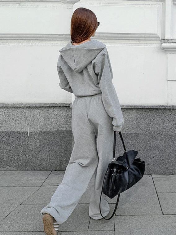 Energetic Leisure Time Gray Athleisure Two Piece Set