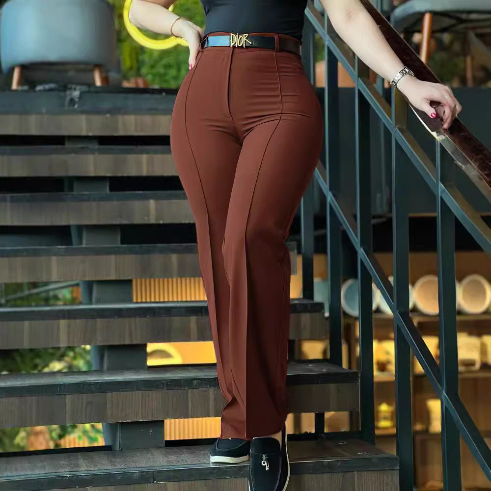 City Chic Slim High-Waist Straight Leg Pants