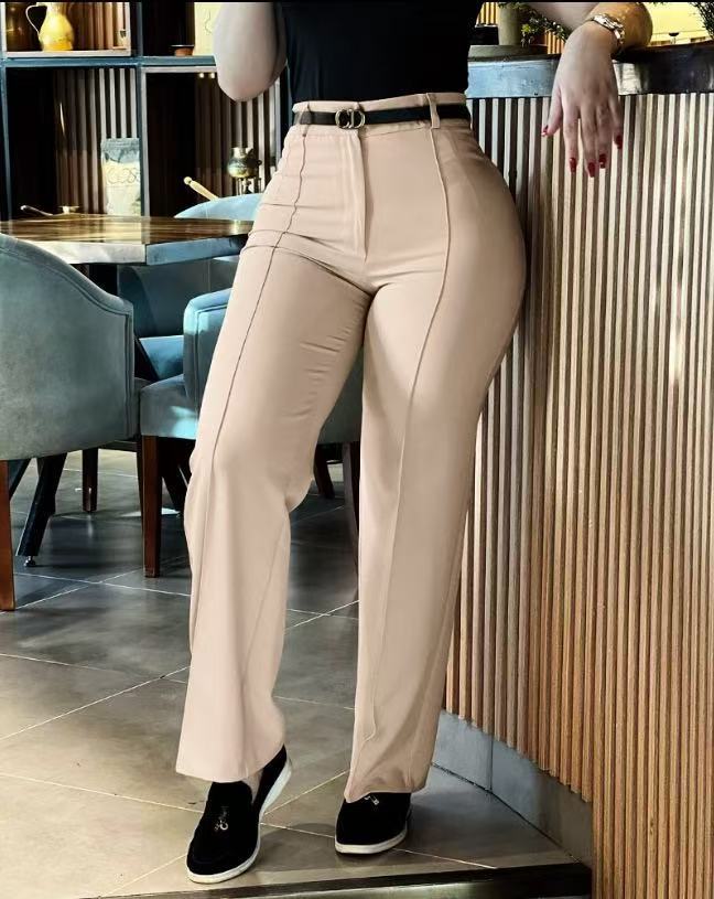 City Chic Slim High-Waist Straight Leg Pants