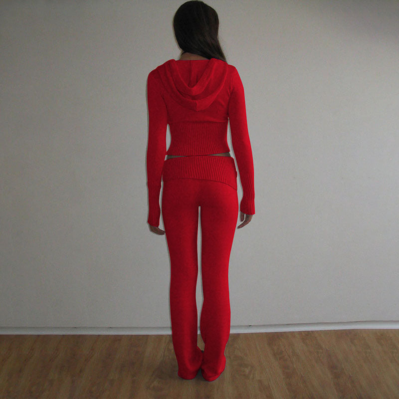 Soft Tone Fall Winter Knit Two Piece Set