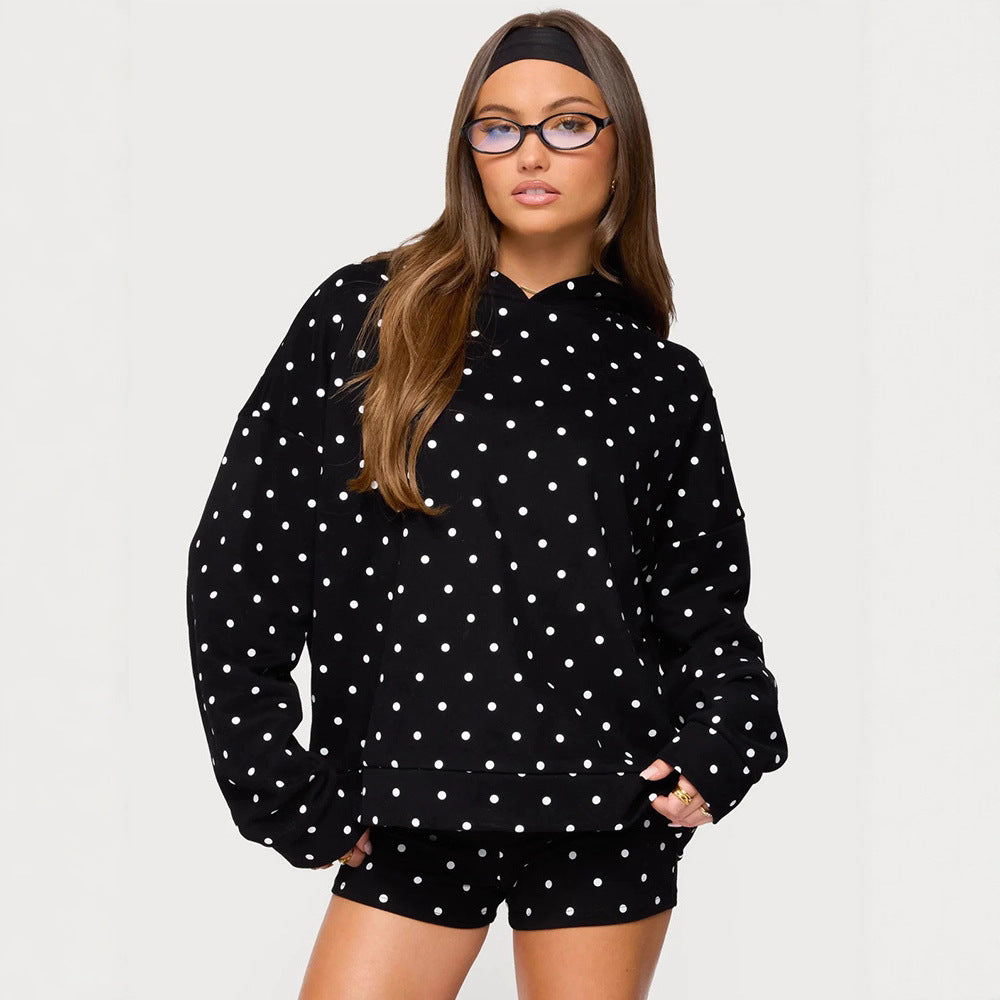Breezy Daytime Polka Dot Hooded Set