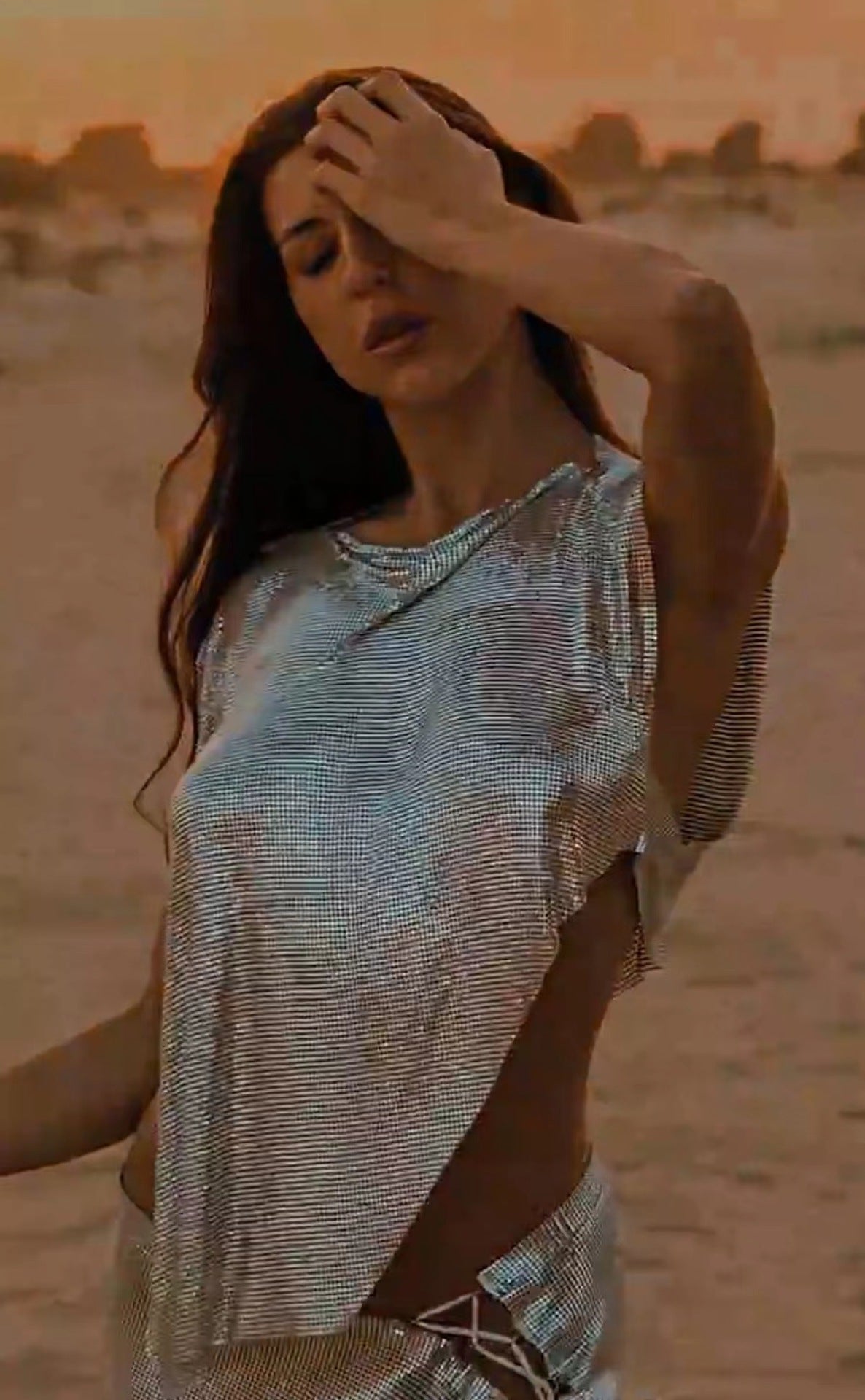 Music Festival Futuristic Metallic Sequin T Shirt