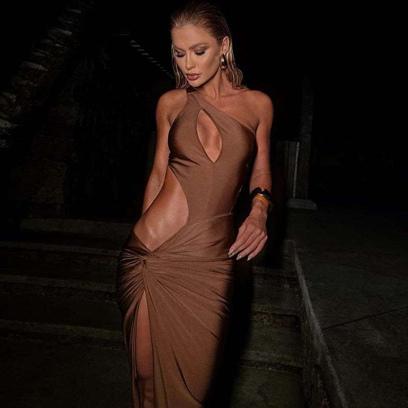 Night Romantic Intrigue High Slit Maxi Dress