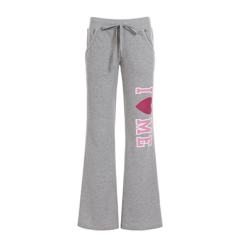Playful Fun Confident Heart Graphic Low Waist Sweatpants