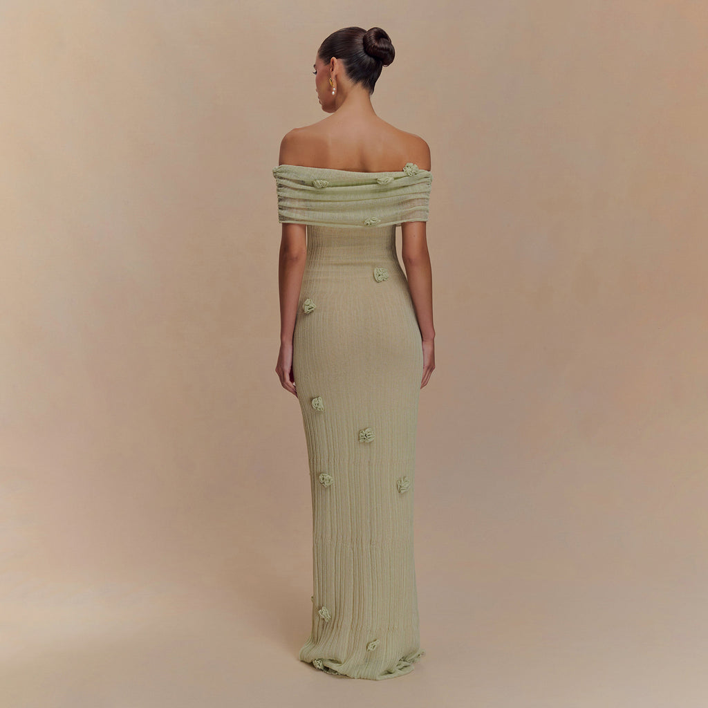 Weiches, schulterfreies Maxikleid mit Blumenmuster