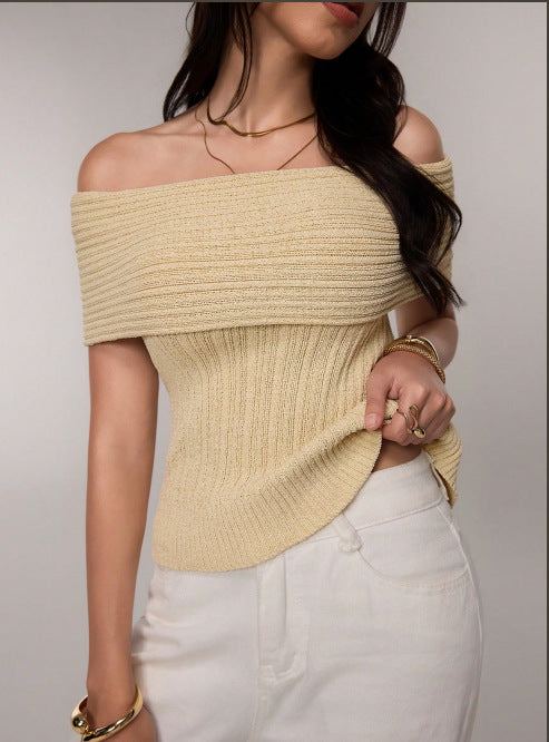 Tender Autumn Warmth Off-shoulder Knit Top