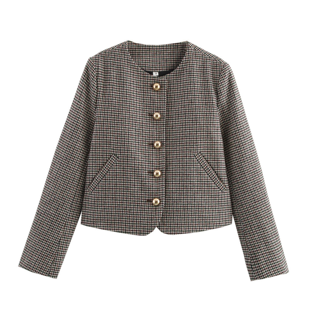 Office Professional Classic Brown Tweed Jacket